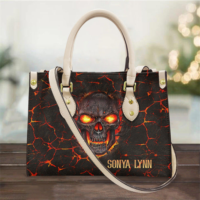 Women's Pu Handbag Skull Black And White Fashion Vintage Crossbody Hand-carrying Bag