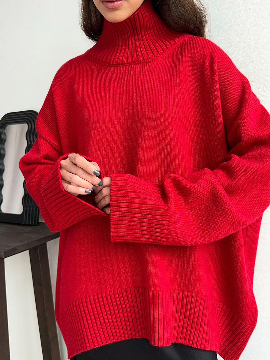 European And American Style Autumn And Winter Solid Color Turtleneck Sweater Loose