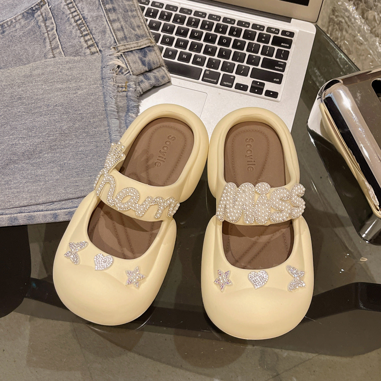 Candy-colored Slippers Thick-soled Muffin Outdoor Wear Mary Jane Breathable Student