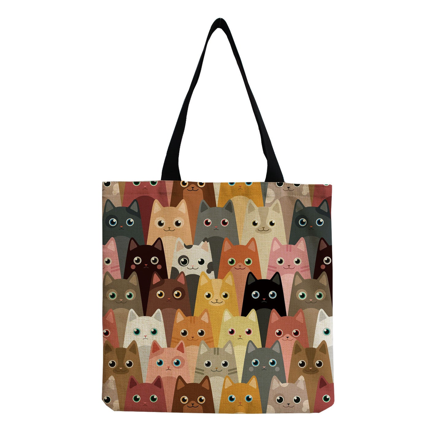 Foldable Portable Cute Cat-group Printed Handbag