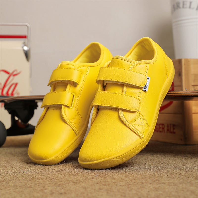 Men's And Women's Leather Wide Toe Plus Size Velcro Casual Shoes