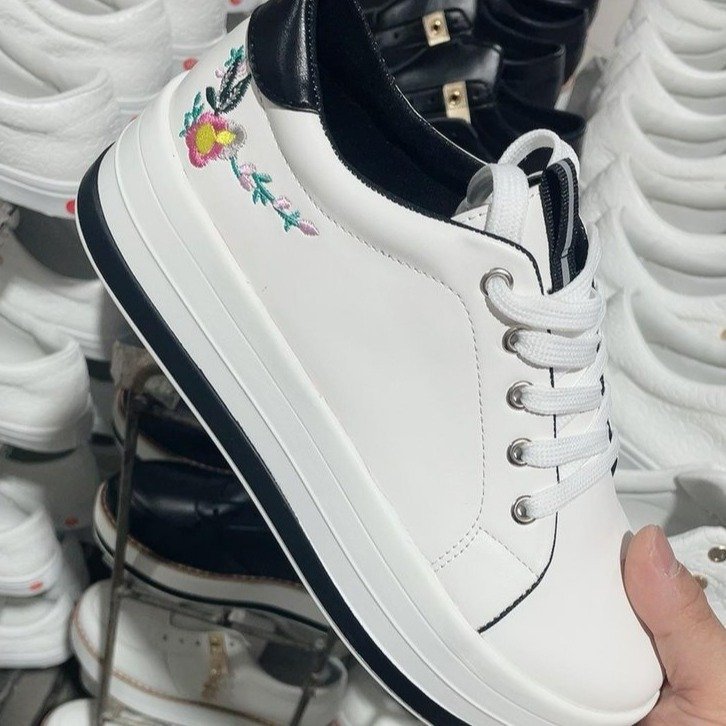 Broderede Blomstersneakers til kvinder Plateausko