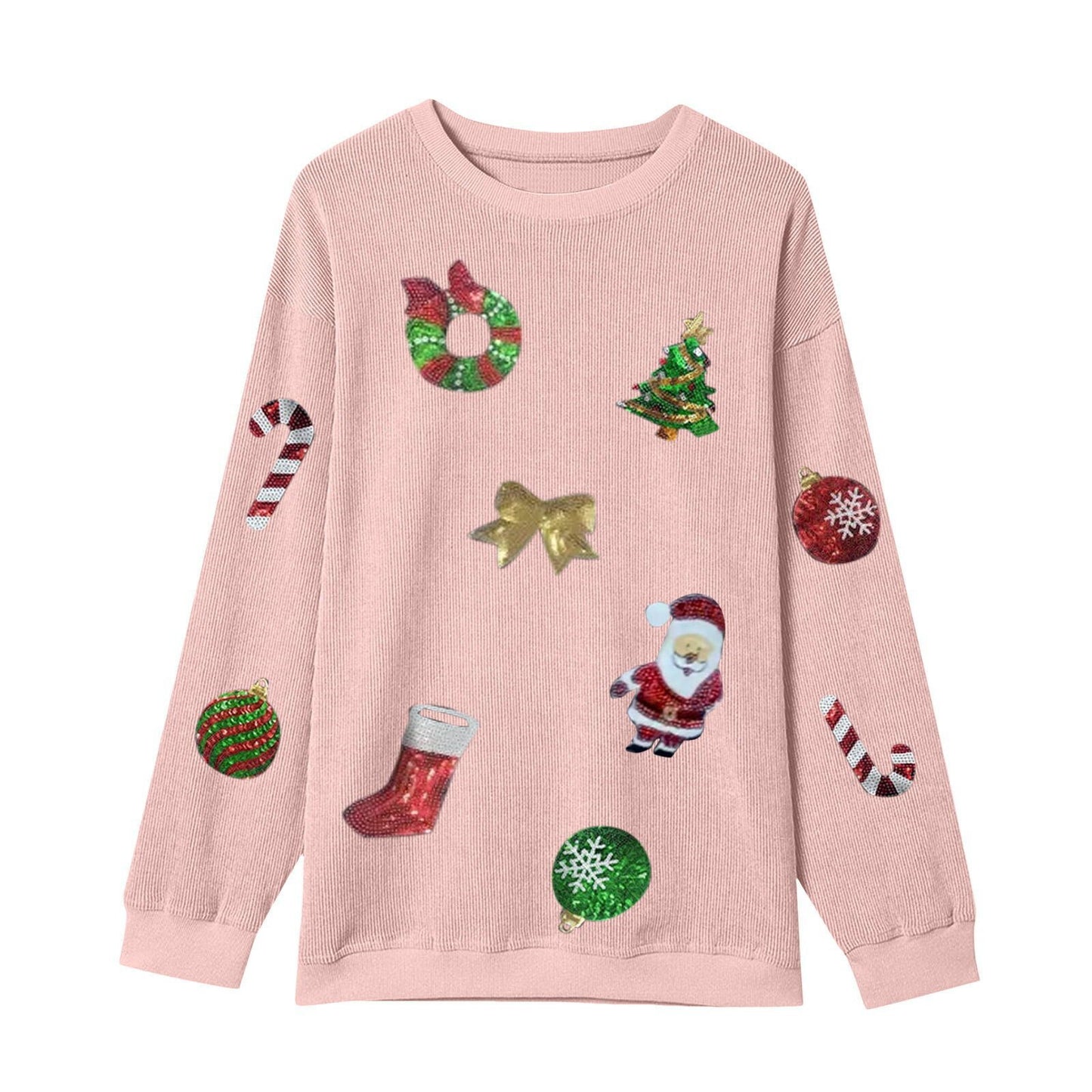 New Christmas Womens Top Relaxed, Casual Long-sleeve Design With A Printed Pattern