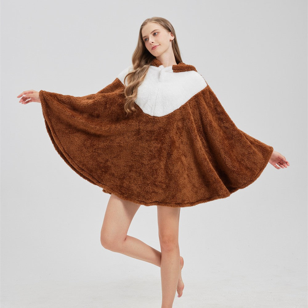 Animal-themed Lazy Cape Hooded Plush Cloak