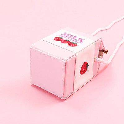 trawberry Milk Bag Super Cute Milk Box Embroidery Strawberry Banana Cool Messenger Bag Soft Sister Milk Bag