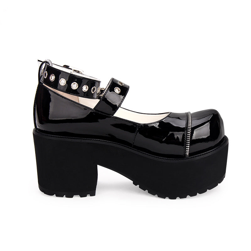 New spring Gothic Lolita shoes high-heeled round toe single strapLolita