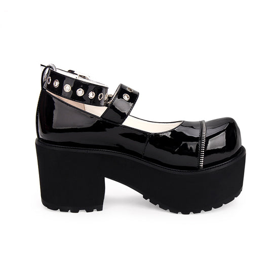 New spring Gothic Lolita shoes high-heeled round toe single strapLolita