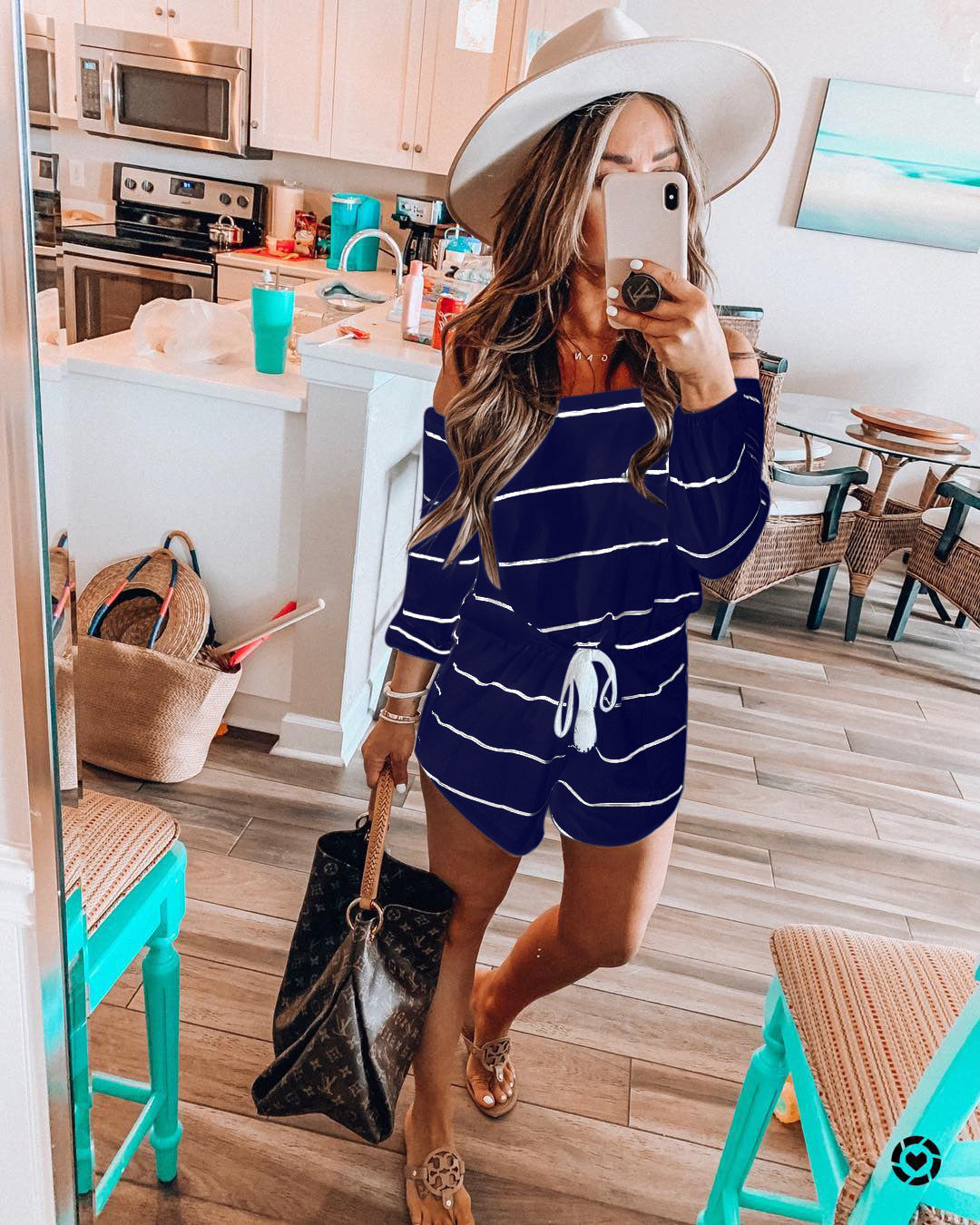 Summer Women's Off-the-shoulder Striped Fitted Waist Jumpsuit