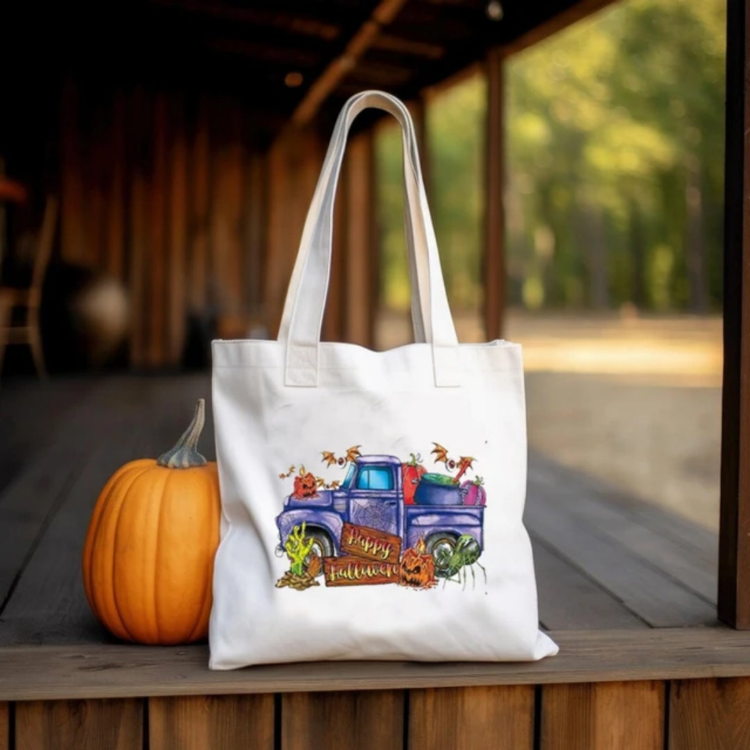 Halloween Printed Hand-held Canvas Shoulder Bag