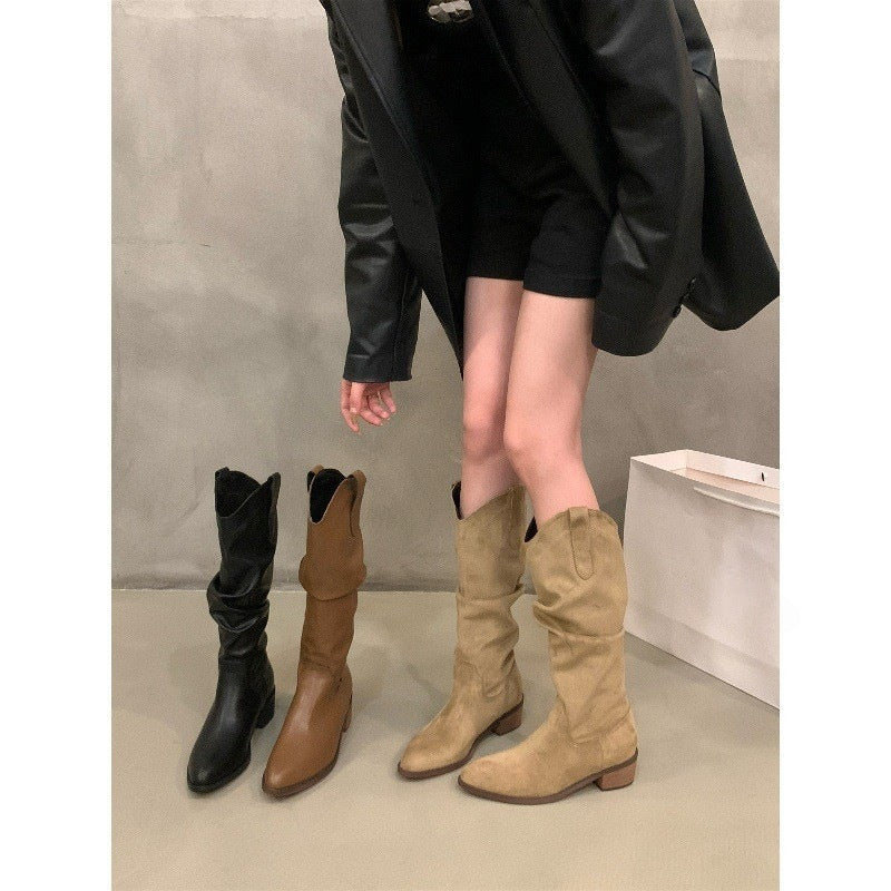 Pointed-toe Western Denim Boots Children