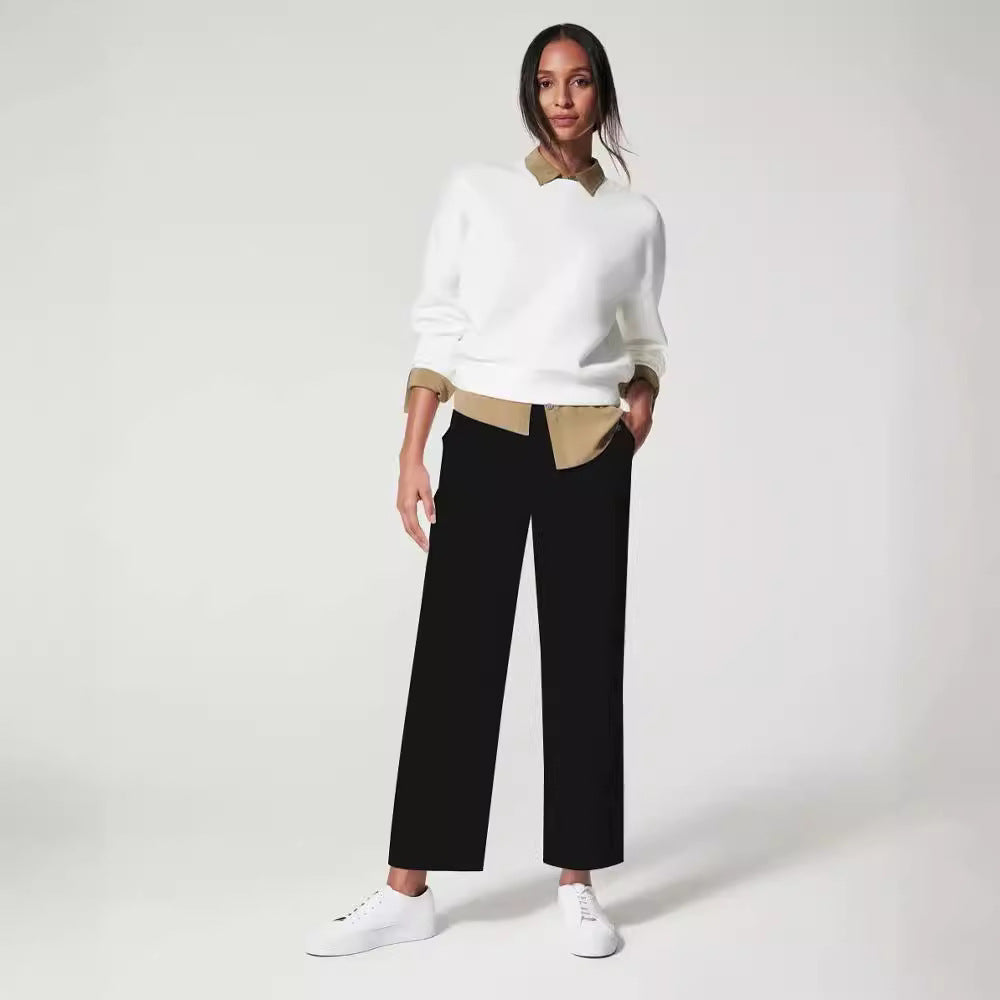Bootleg Pants Slim Fit Slimming Draping Effect Casual Suit Pants