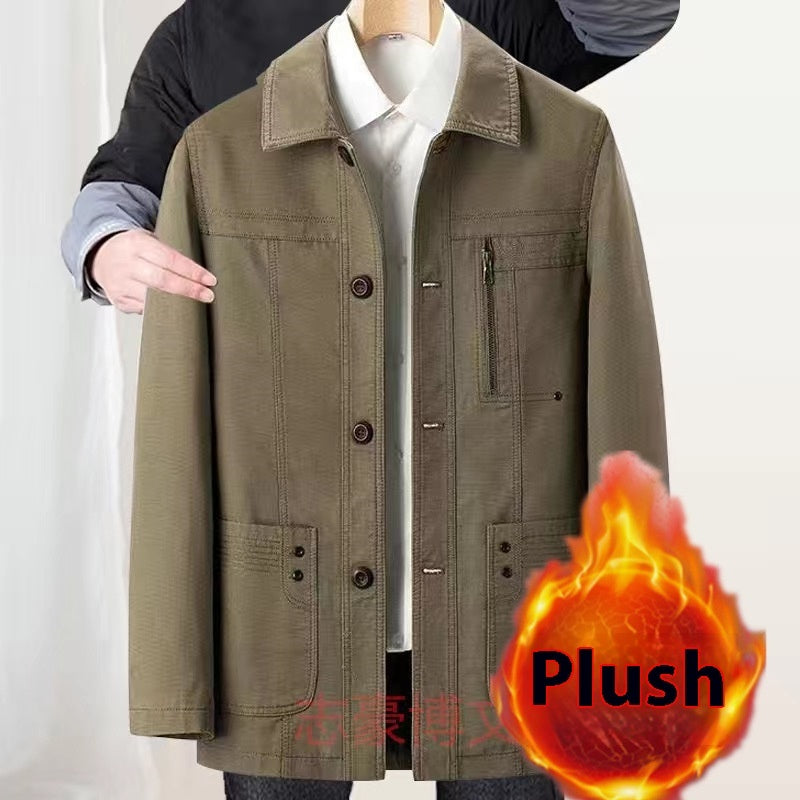 Cotton Jacket Men's Spring And Autumn Middle-aged Business Leisure Coat Dad Wear