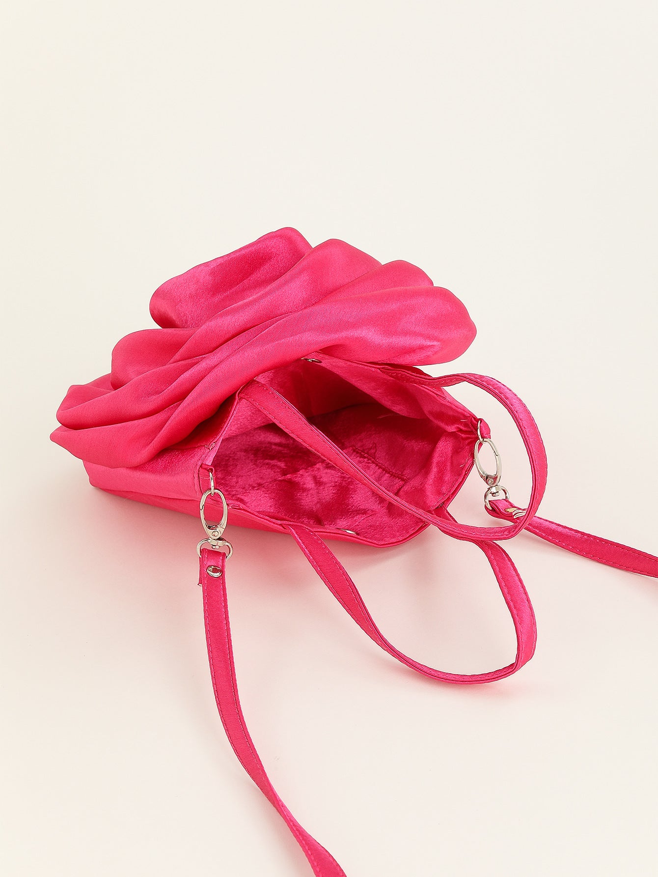 Satin Satin Three-dimensional Rose Flower Shape Portable Crossbody Party Wedding Female Dinner Bag