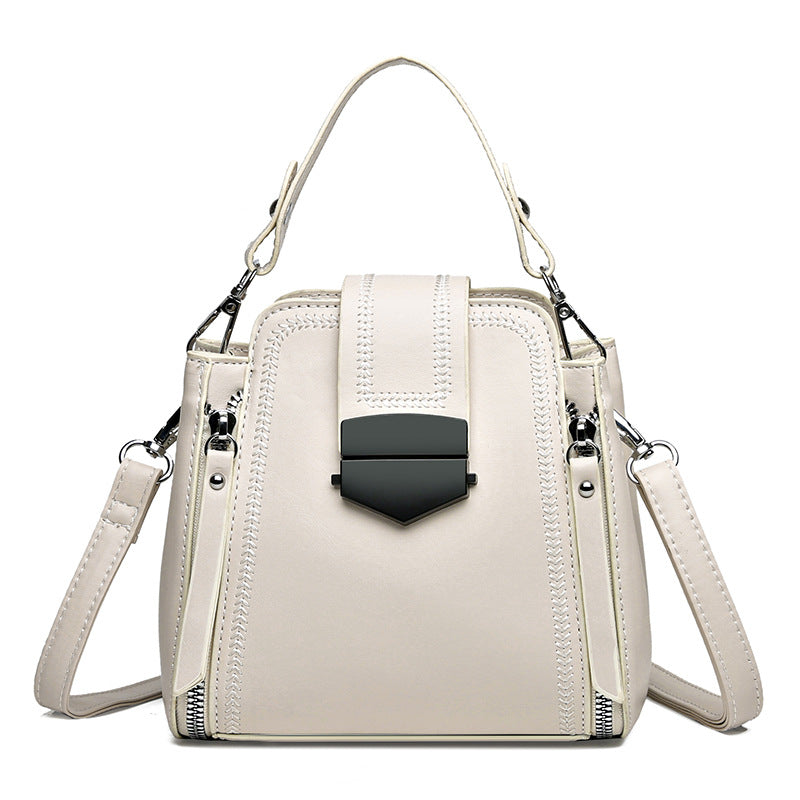 Elegant Lady Soft Leather Textured Small Handbag
