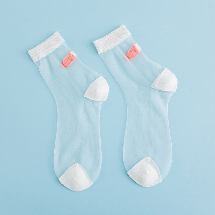 Japanese personality creative heel band-aid fun cotton socks stitching glass socks