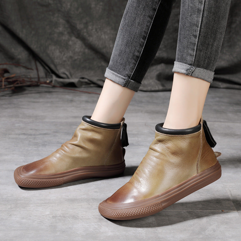 Women's Retro Top Layer Cowhide Martin Boots