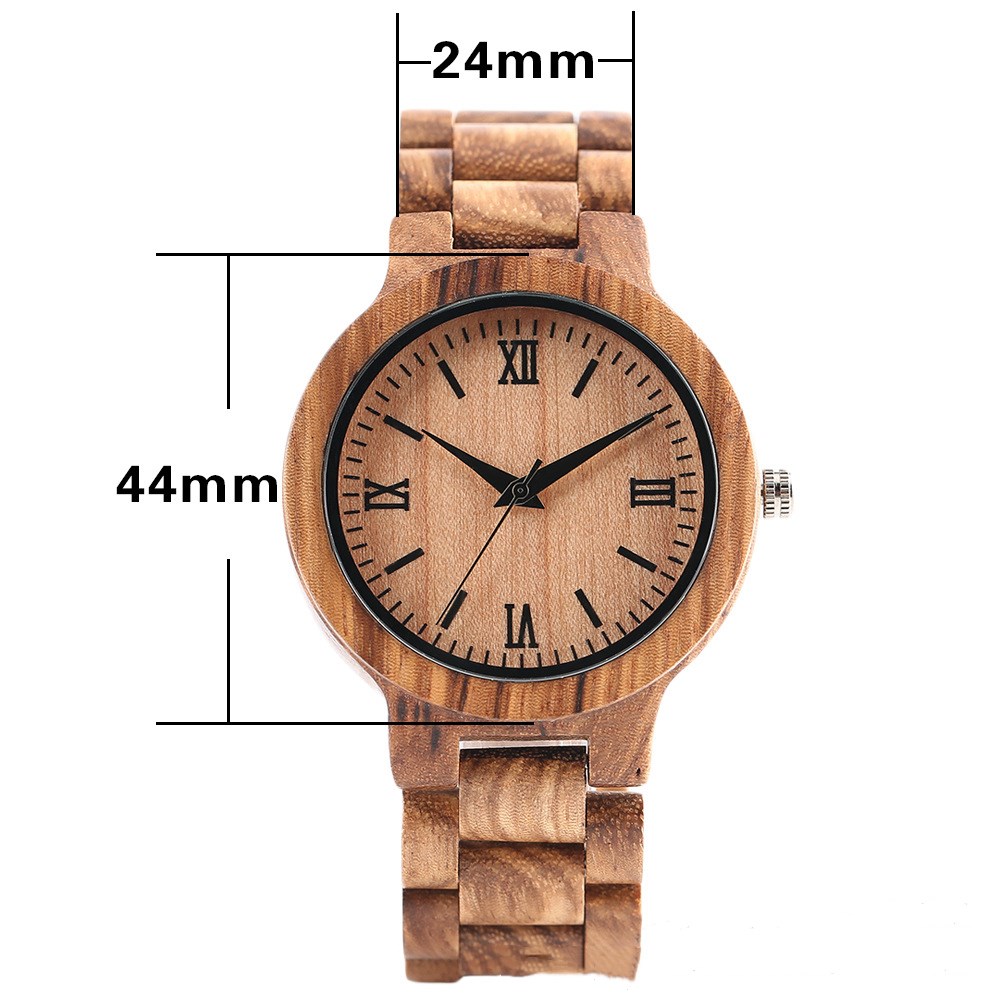 Fashion bamboo full wood strap Roman literal watch