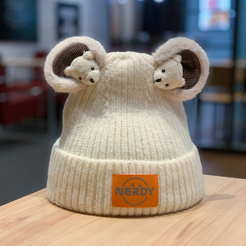Three-dimensional Bear Woolen Women's Thickened Warm Knitted Hat