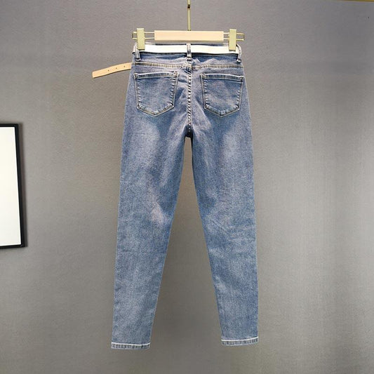 Heavy Industry Hot Drilling Skinny Jeans Women's Casual High Waist