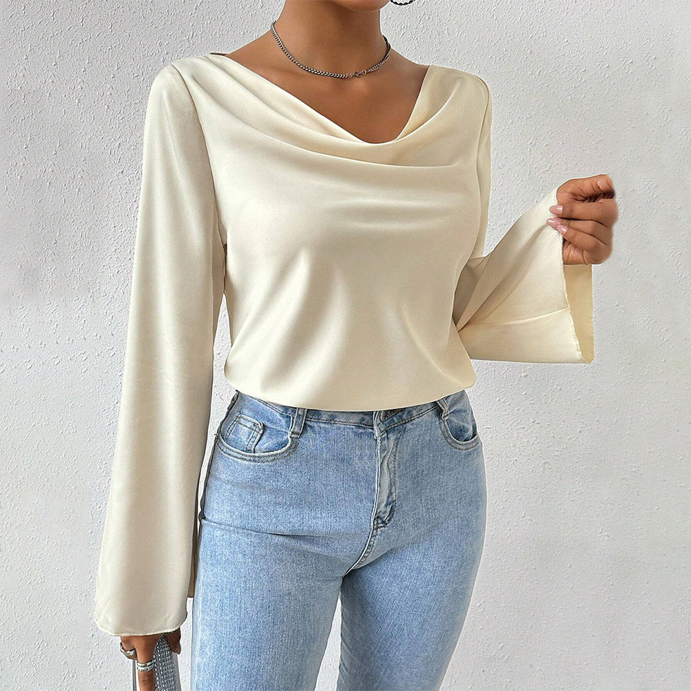 Ladies' Mature And Intellectual Style T-shirt Elegant And Aloof Long-sleeved Top For Autumn And Winter