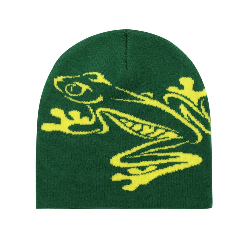 Casual Frog Knitted Street Jacquard Personality Pullover Hat