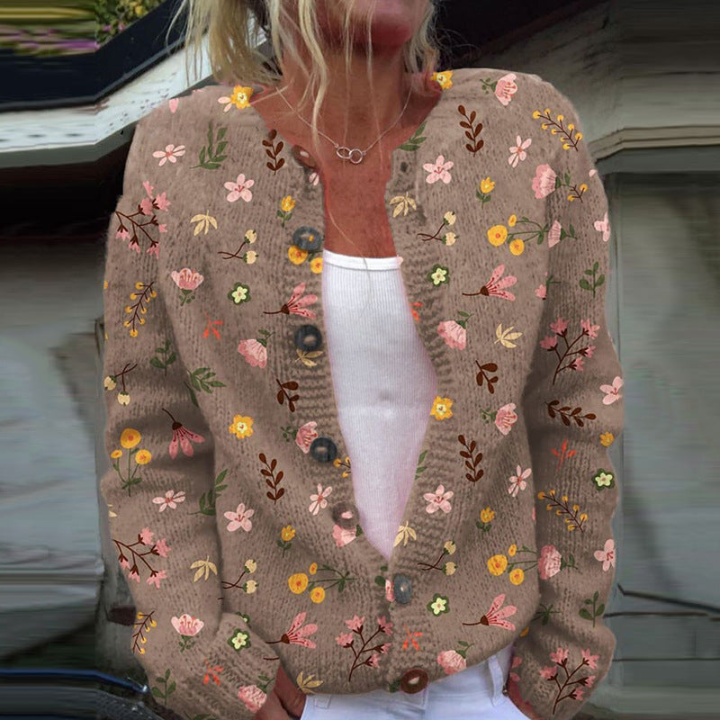 3D digitalt printet cardigan strikket frakke til kvinder