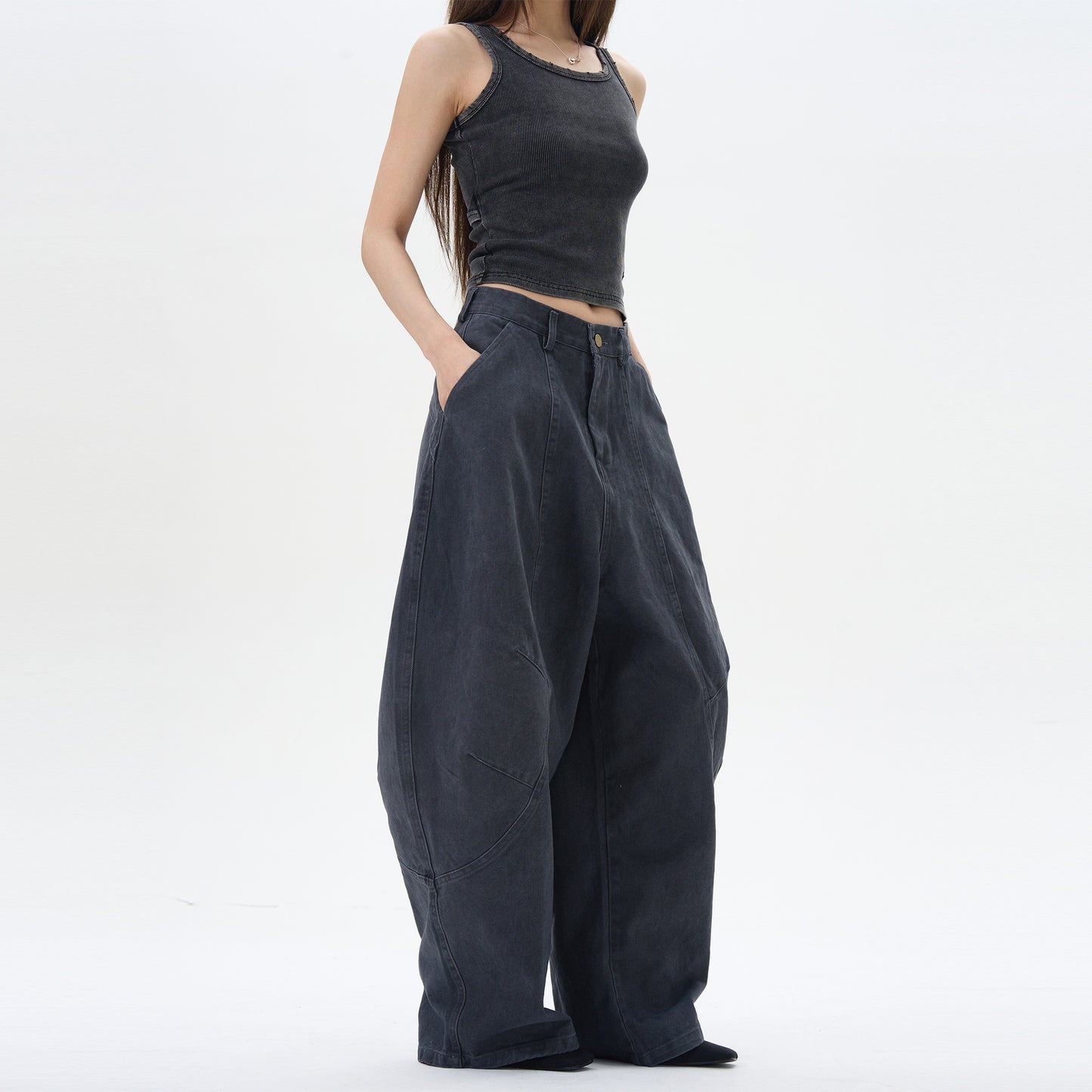 Green Brown Loose Matchet Pants Men And Women