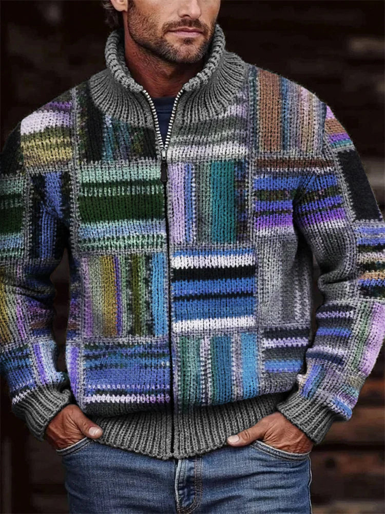 Mens Casual 3D Printed Christmas Zip-Up Jacket