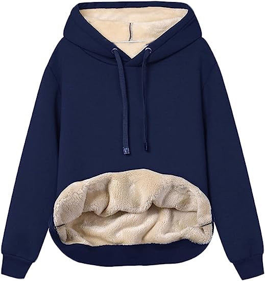 Womens Warm Fleece Pocketed Hooded Sweatshirt For Sports