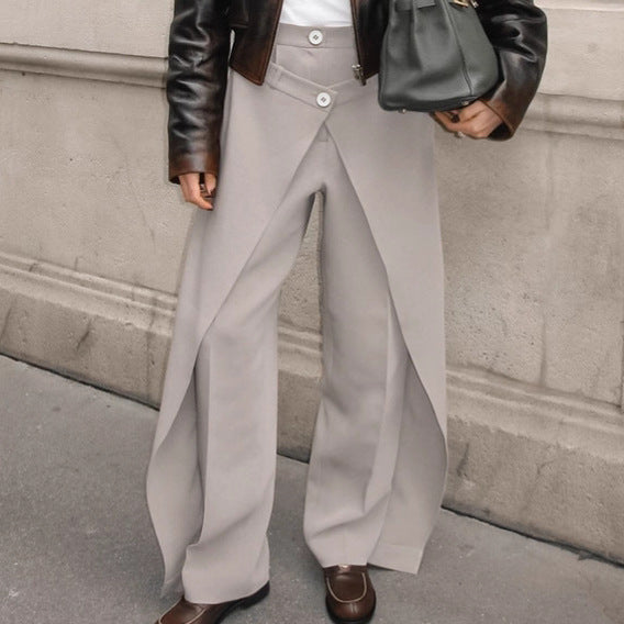 Stylish Asymmetrical High-waist Wide-leg Pants