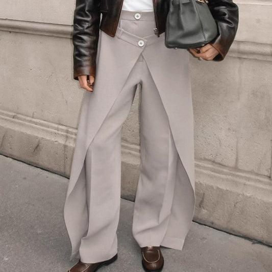 Stylish Asymmetrical High-waist Wide-leg Pants