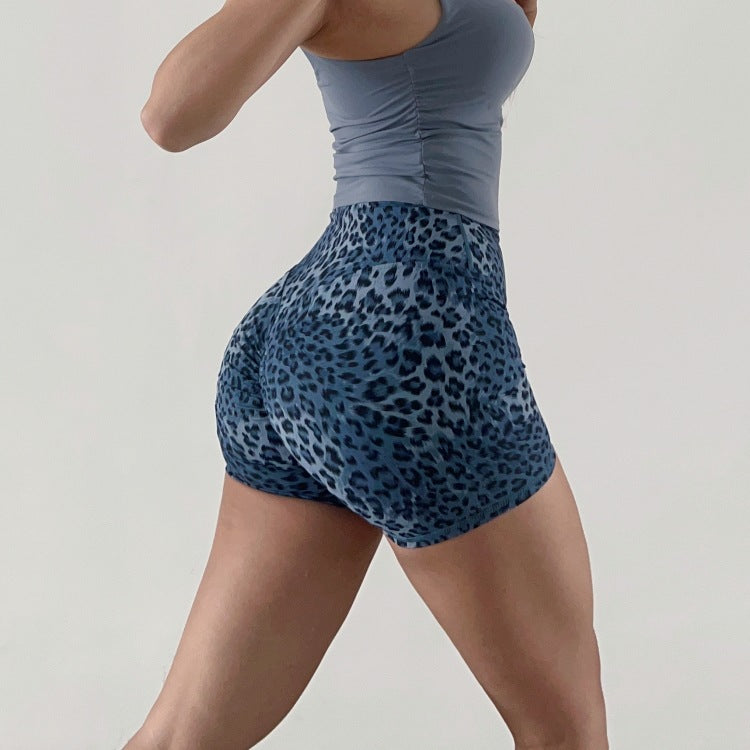 European And American Leopard Print Peach Fitness Pants