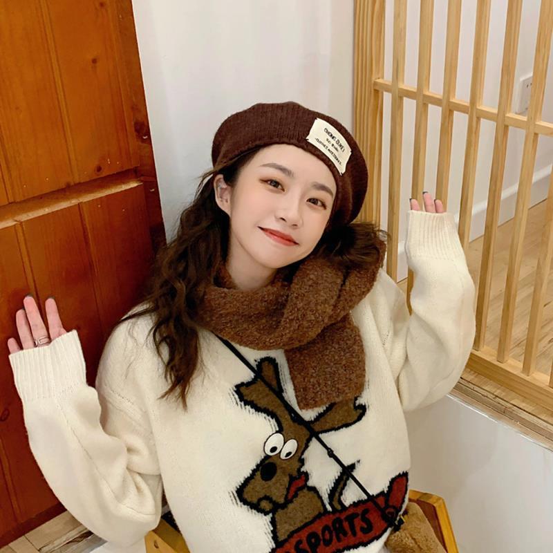 Comfortable Beret Wool Art Cloth Label Embroidered Letters Casual