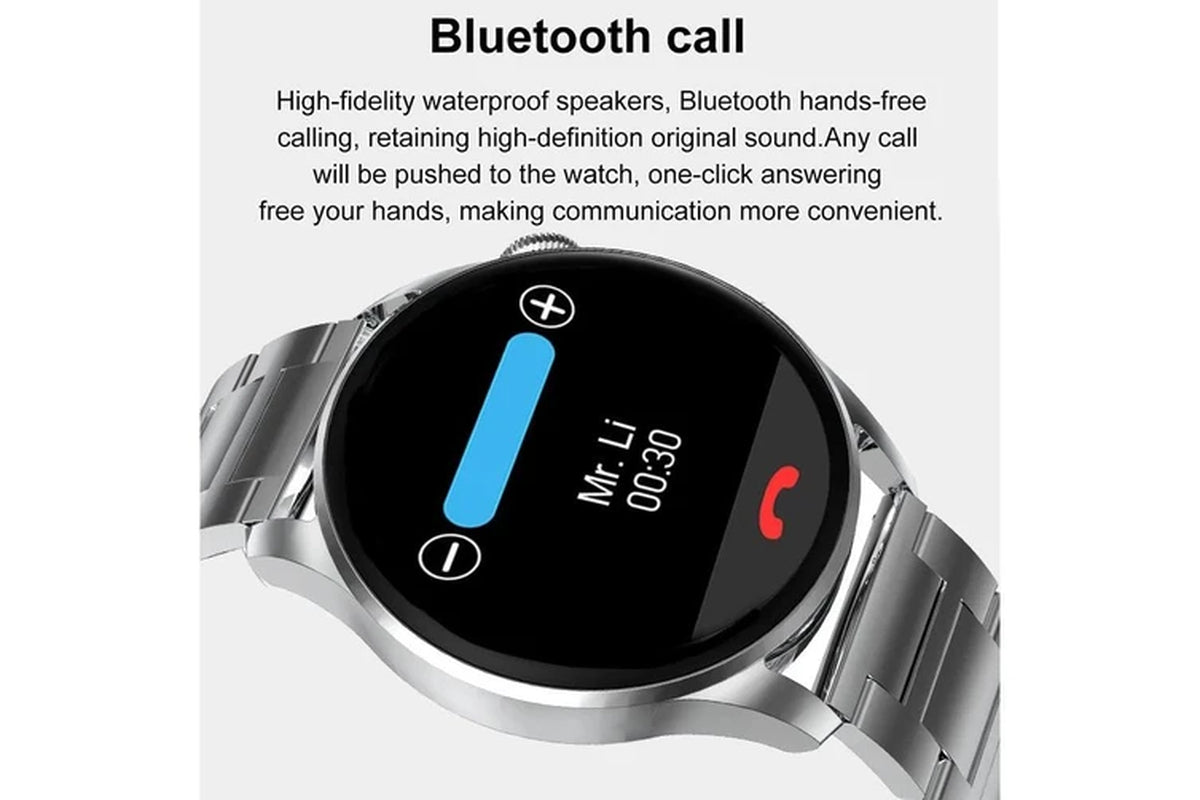 New Bluetooth Calling Smartwatch Men Women 1.36 Inch round Screen HD 390*390 Pixel Full Touch Custom Dial Smart Watch Man - Black Leather Belt