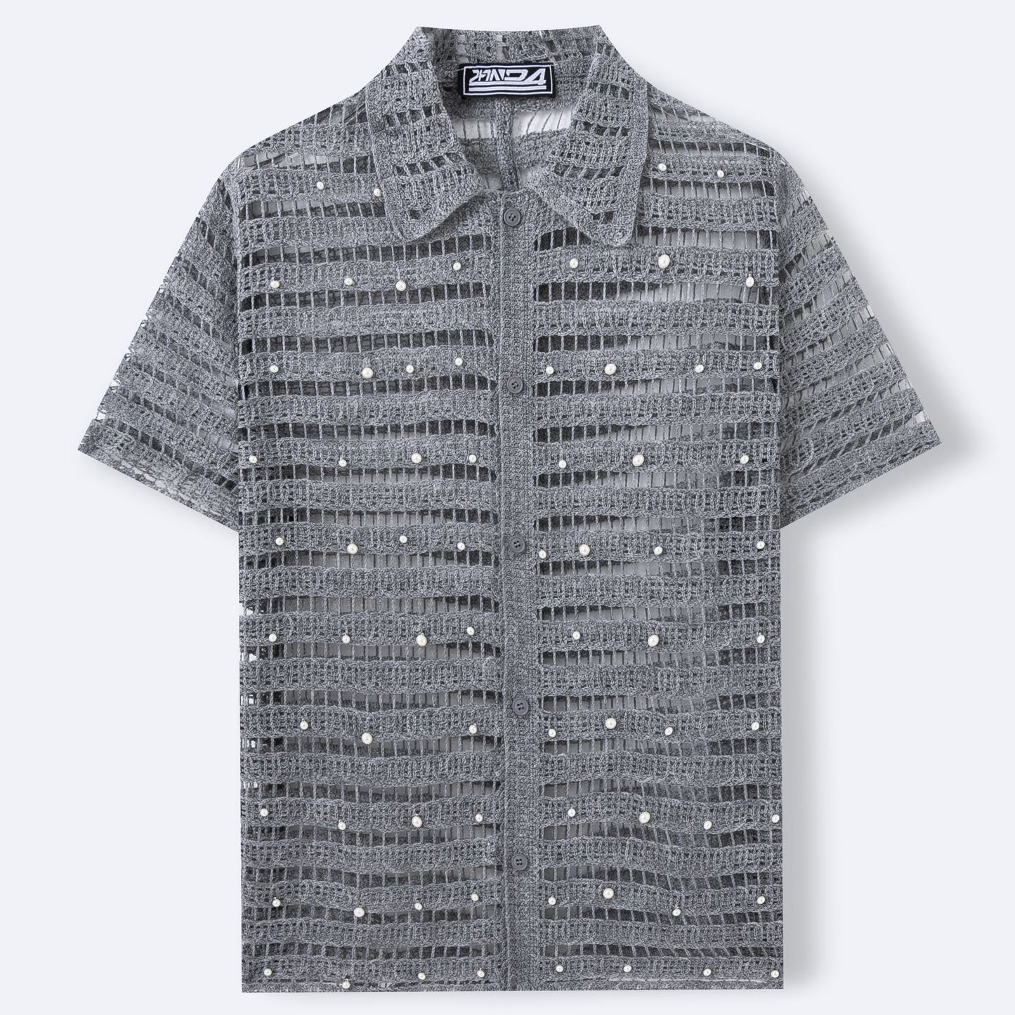 Men's French Beaded Design Hollow Sweater