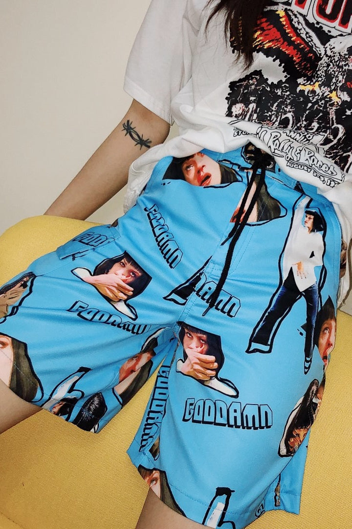 Europa og USA gade sommerferie vind løs BF parmodeller strand hiphop graffiti bindetov afslappede shorts