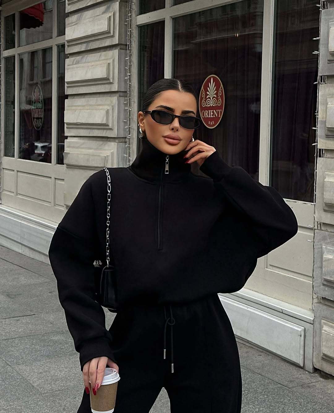 Casual Women's Fashion Half-zip Hoodie And Pants Two-piece Set Loose Casual Autumn And Winter Outfit