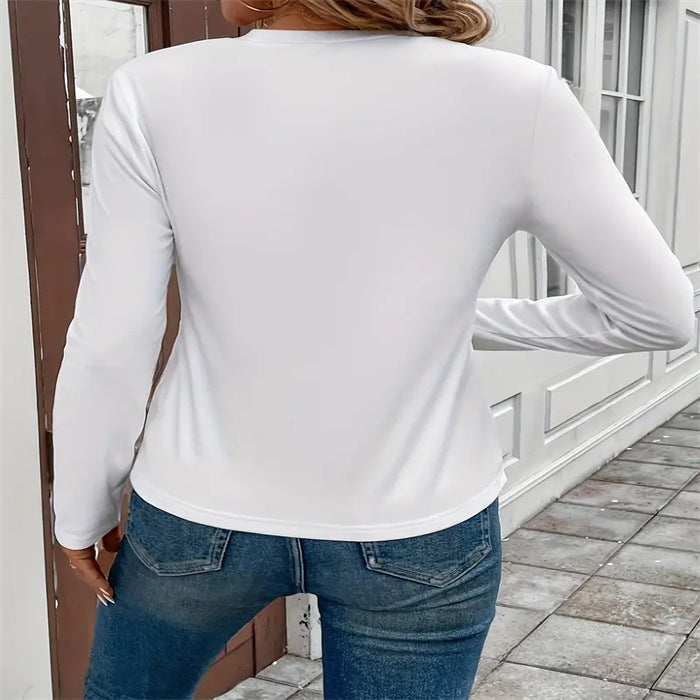 New Letter Love Print Fashion Loose Long Sleeve Round Neck T-shirt