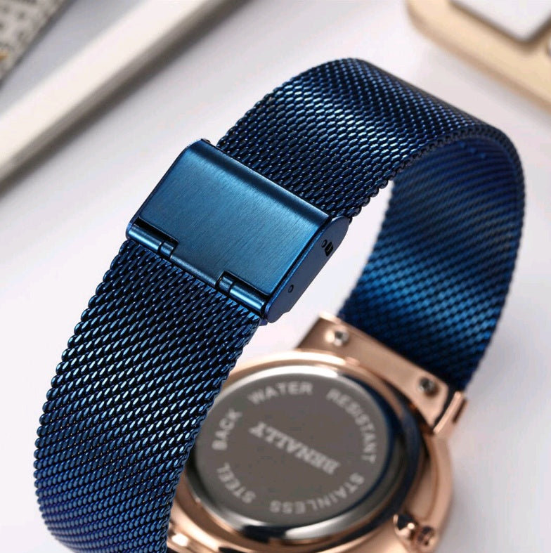 Ultra-thin diamond scale simple business men's sports quartz mesh with waterproof watch