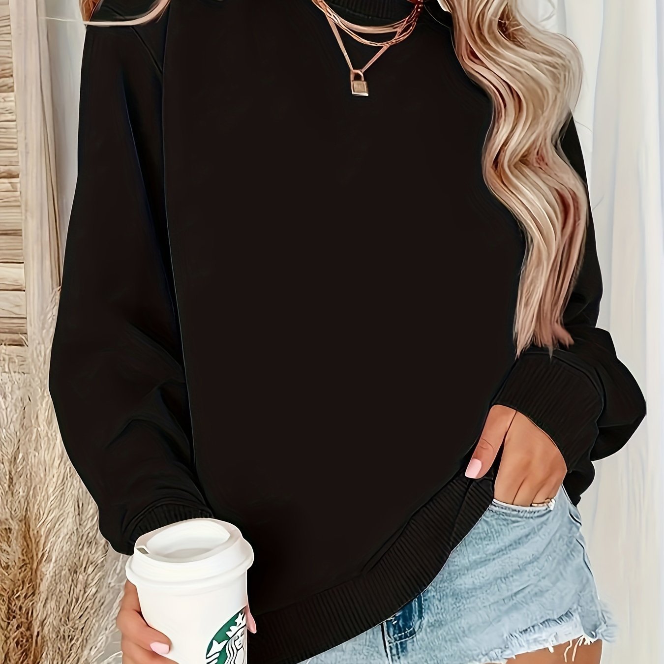 Afslappet langærmet sweatshirt til kvinder