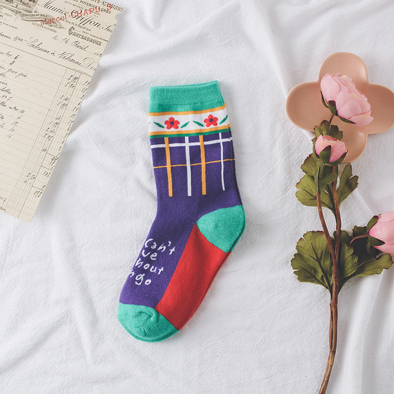 New Women's Socks Pure Cotton Creative Personality Tube Socks