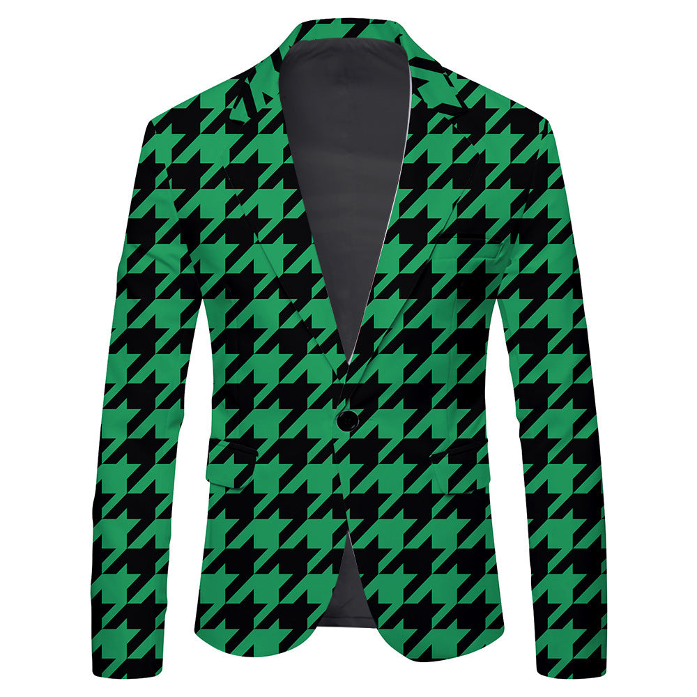 Men's Single Row One Button Polka Dot Printing Casual Suit Jacket