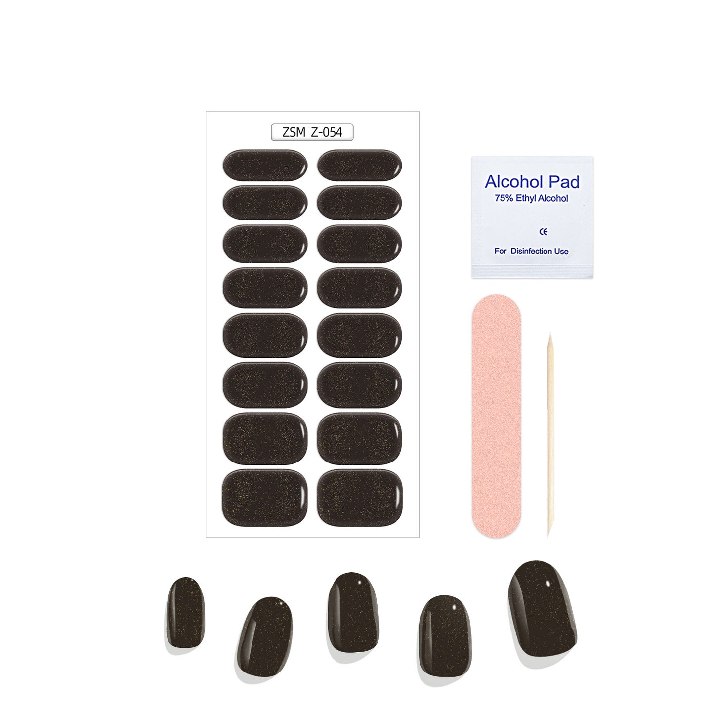 Solid Color Glitter Gel Nail Sticker