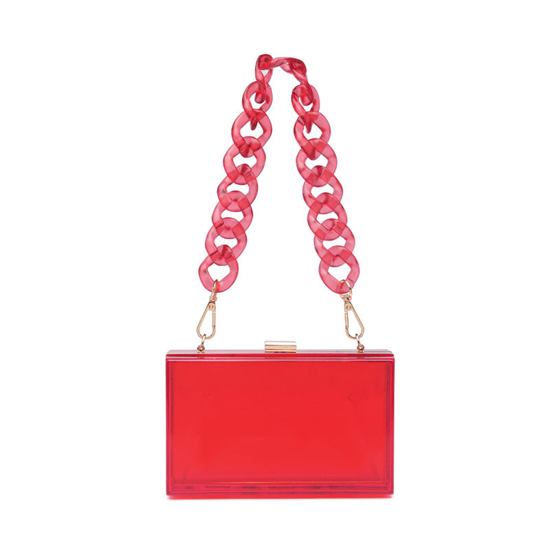 Transparent One-shoulder Messenger Mini Square Bag  Acrylic