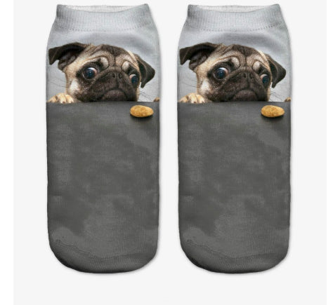 Popular Funny Unisex Short Socks 3D Cat Printed Anklet Socks Casual Socks
