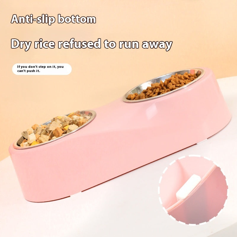 Alloy Solid Color Separation Design Cat Water Bowl