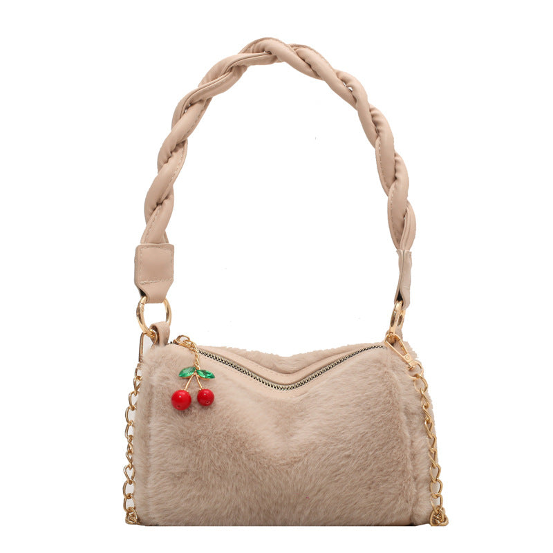 Fashion Small Square Bag With Cherry Pendant