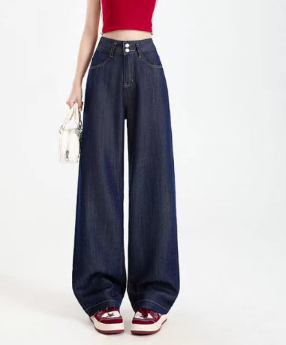 Lyocell Jeans Women's Summer Wide Leg High Waist Thin Loose