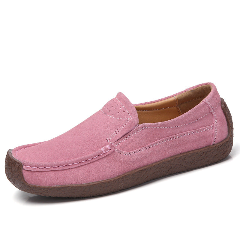 Mode loafers med rund tå afslappede alsidige ensfarvede flade sko slip-on hyggelige sko
