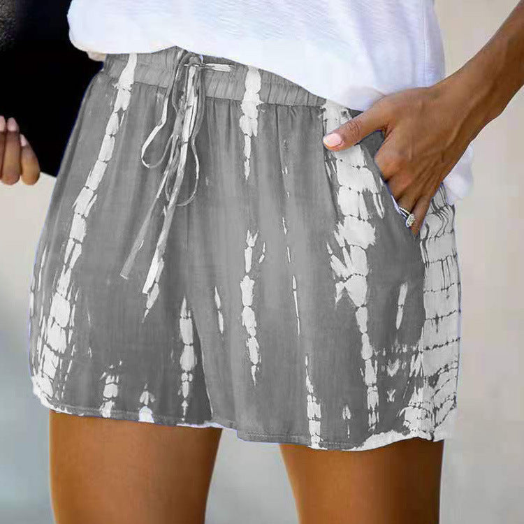 Summer European And American Tie-dye Striped Wide-leg Shorts